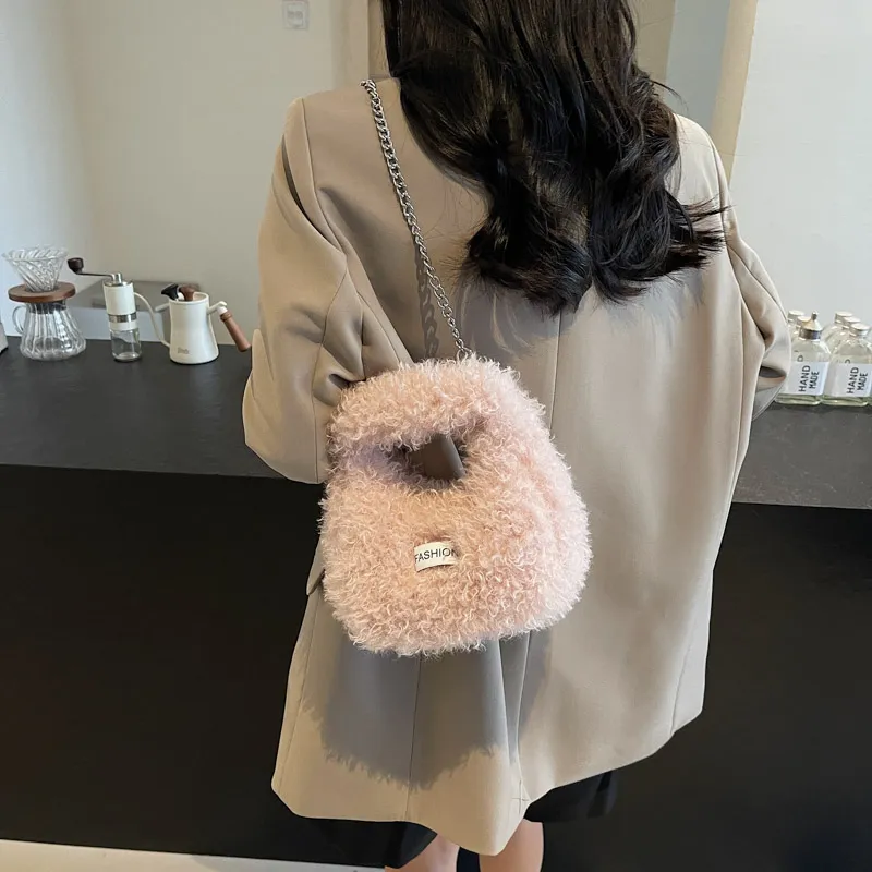 LUVISTRUE Plush One Shoulder Handbags Regular Women's Ecru/Gray/Pink/Khaki-16
