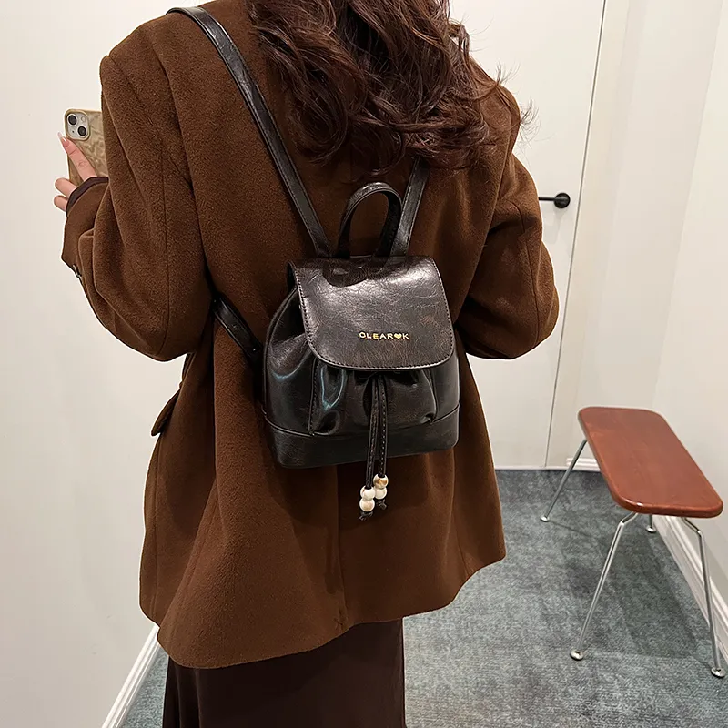 LUVISTRUE PU Small Backpack Small Size Women's Yellow Brown/Black Coffee Brown-12