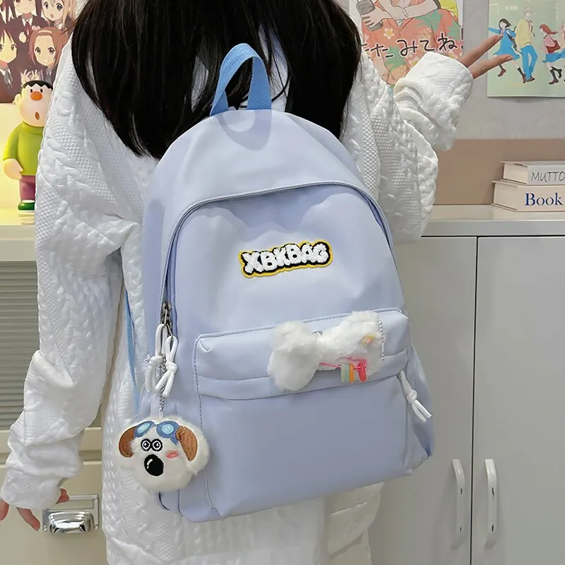 LUVISTRUE Nylon Backpack Large Size Unisex Ecru Black/Yellow/Light Green/Light Blue-16