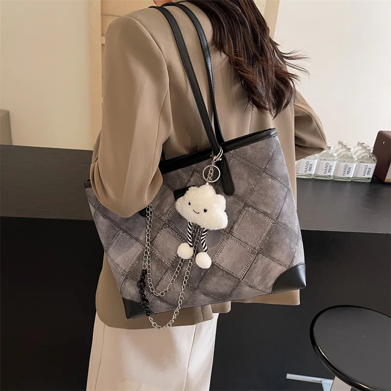 LUVISTRUE PU Handbag Shoulder Bag Tote Regular Women's Ecru Black/Blue/Pink-31