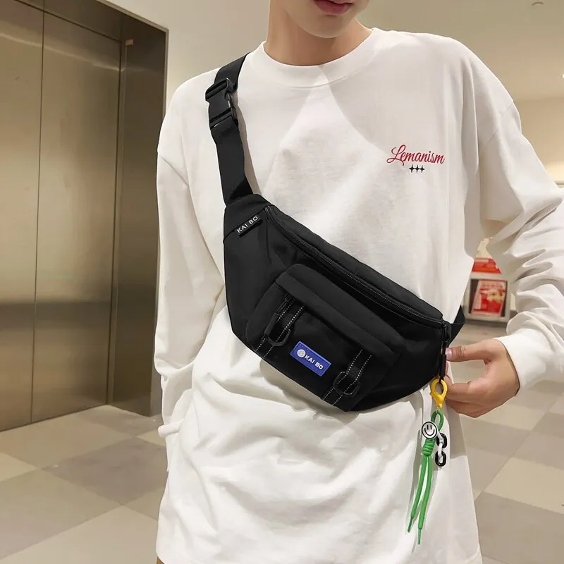 LUVISTRUE Nylon Crossbody Fanny Pack Unisex Ecru/Black/Blue-5