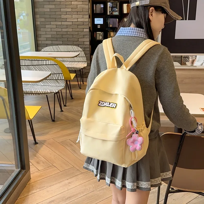 LUVISTRUE Nylon Backpack Regular Unisex Ecru/Black/Red/Light Yellow/Light Green/Sky Blue-1
