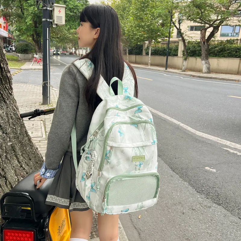 LUVISTRUE Corduroy PVC Blend Backpacks Regular Women's Gray/Green/Khaki/Pink/Yellow/Blue-38