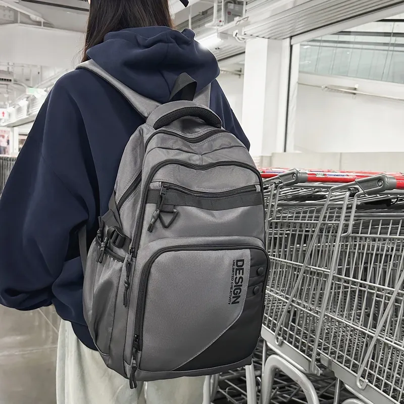 LUVISTRUE Nylon Backpack Regular Unisex Dark Gray/Light Gray/Dark Blue/Dark Green/White/Black-3