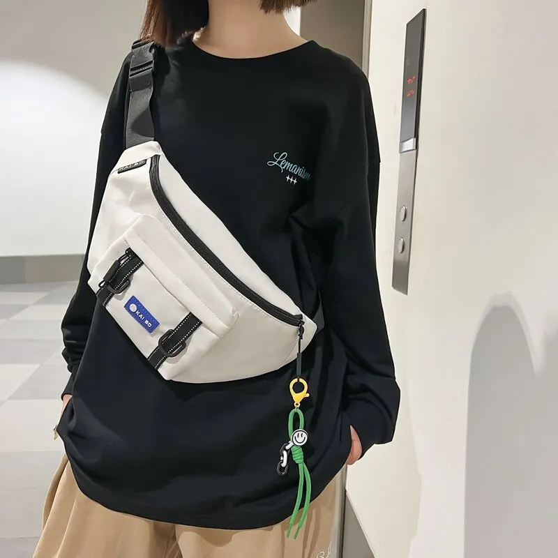 LUVISTRUE Nylon Crossbody Fanny Pack Unisex Ecru/Black/Blue-1