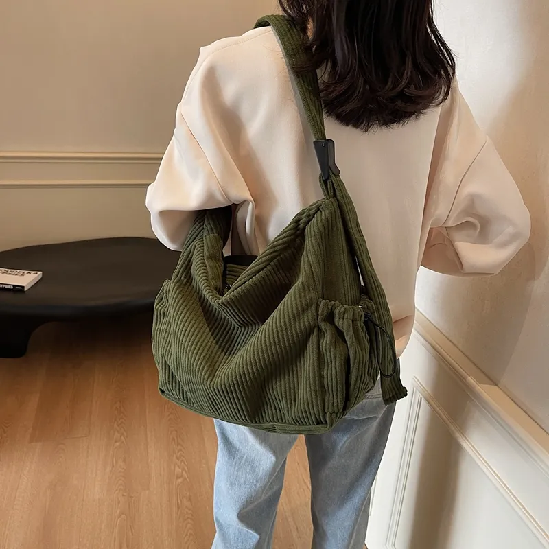 LUVISTRUE Strips Large Capacity Shoulder Bag Crossbody Bag Regular Women's Black/Green Brown/Ecru-22