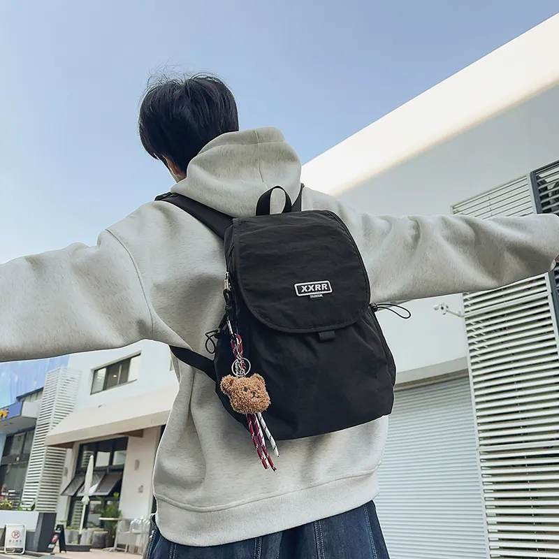 LUVISTRUE Nylon Backpack Regular Unisex Black/White/Gray/Khaki/Blue-1