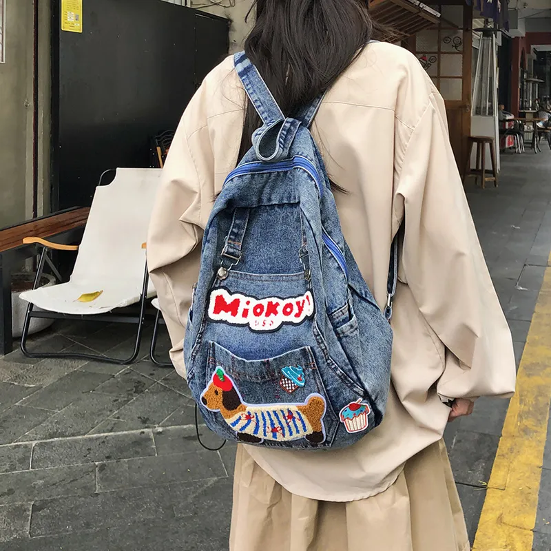 LUVISTRUE Denim Backpack Unisex Black/Blue-10