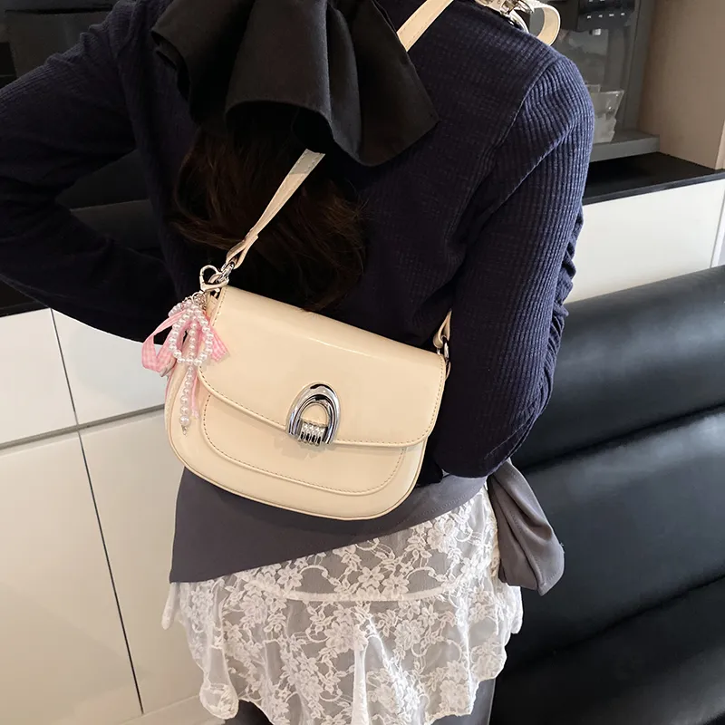 LUVISTRUE PU Saddle Bag Shoulder Bag Crossbody Bag Regular Women's Blue/Ecru/Black/Pink/Yellow-12