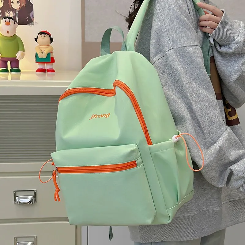 LUVISTRUE Nylon Backpack Unisex White/Black/Yellow/Green/Brown-14