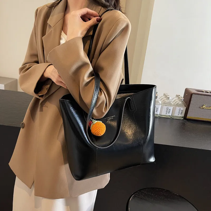 LUVISTRUE PU Tote Bag, Shopping Bag, Shoulder Bag Regular Women's Black/Coffee-9
