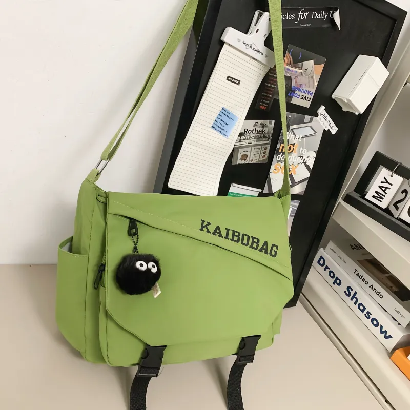 LUVISTRUE Nylon Shoulder Bag Crossbody Bag Medium Size Unisex Ecru Black/Orange Red/Green-9