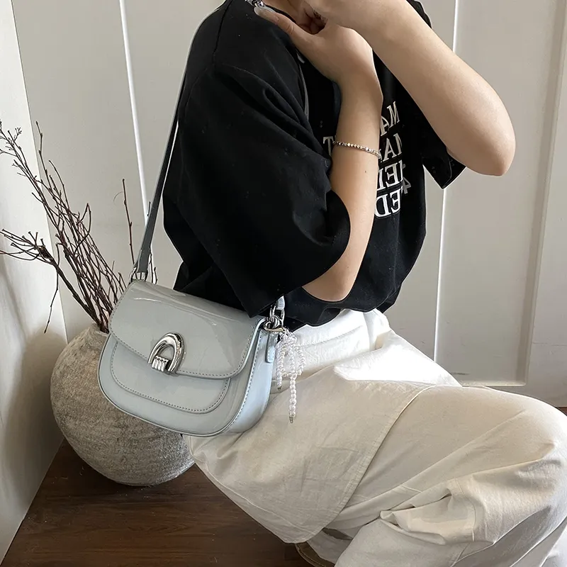 LUVISTRUE PU Saddle Bag Shoulder Bag Crossbody Bag Regular Women's Blue/Ecru/Black/Pink/Yellow-4