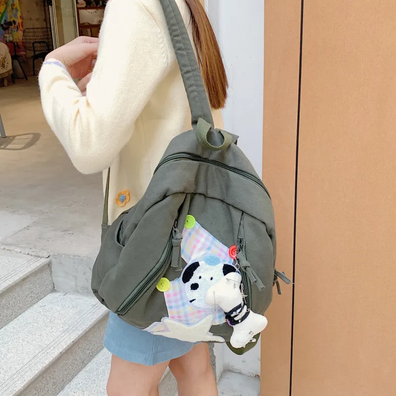 LUVISTRUE Canvas Backpack Regular Unisex Red/Green-9