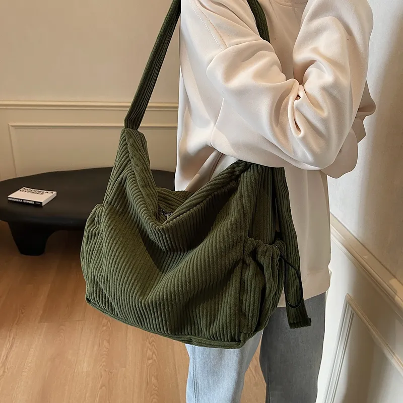 LUVISTRUE Strips Large Capacity Shoulder Bag Crossbody Bag Regular Women's Black/Green Brown/Ecru-24