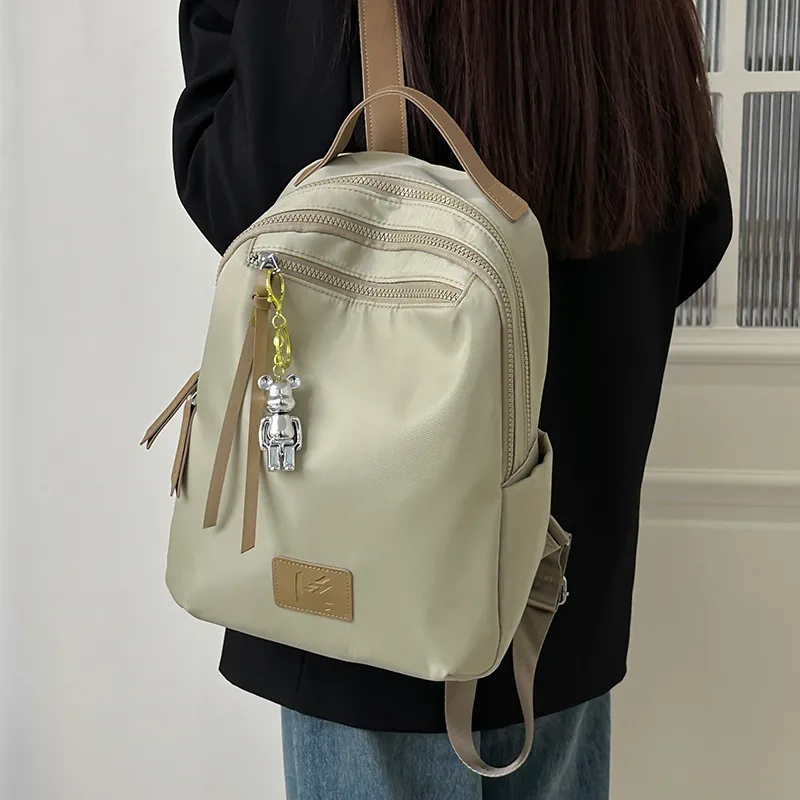 LUVISTRUE Nylon Backpacks Regular Unisex Ecru/Black Gray/Khaki-20