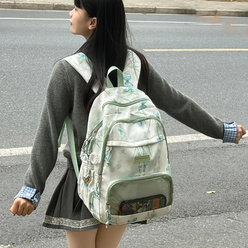 LUVISTRUE Corduroy PVC Blend Backpacks Regular Women's Gray/Green/Khaki/Pink/Yellow/Blue-41