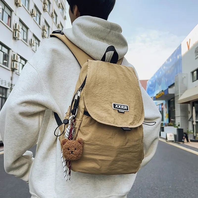 LUVISTRUE Nylon Backpack Regular Unisex Black/White/Gray/Khaki/Blue-11
