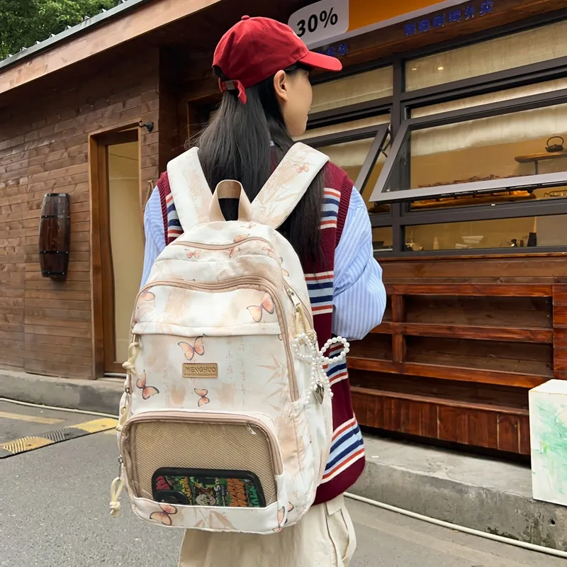 LUVISTRUE Corduroy PVC Blend Backpacks Regular Women's Gray/Green/Khaki/Pink/Yellow/Blue-15