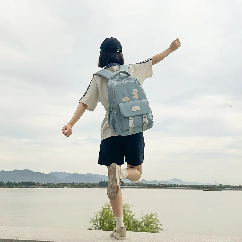 LUVISTRUE Nylon Backpack Regular Unisex Black Purple/Pink Blue/Gray-15