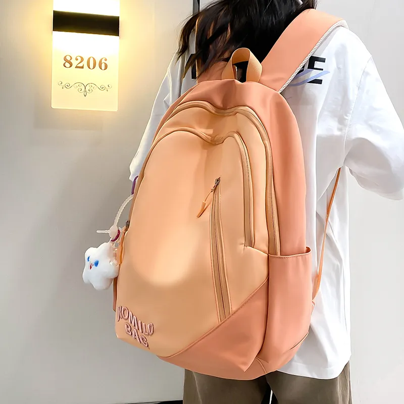 LUVISTRUE Nylon Backpack Travel Bag Unisex Light Gray/Black/Burgundy/Khaki/Dark Blue/Pink-24