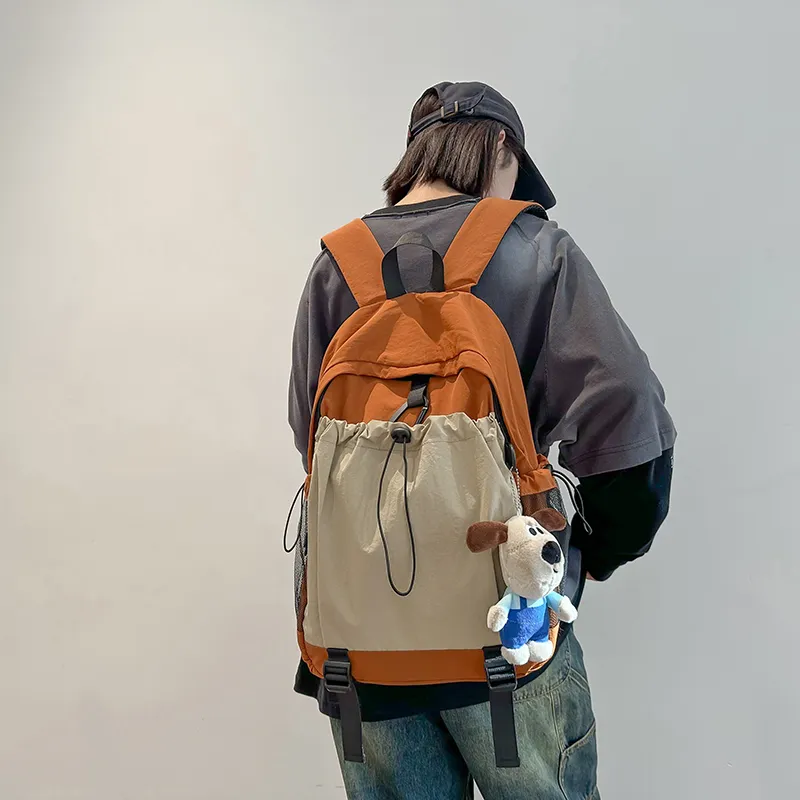 LUVISTRUE Nylon Backpack Regular Unisex Neon Green/Red/Brown/Red/Light Gray/Black-20