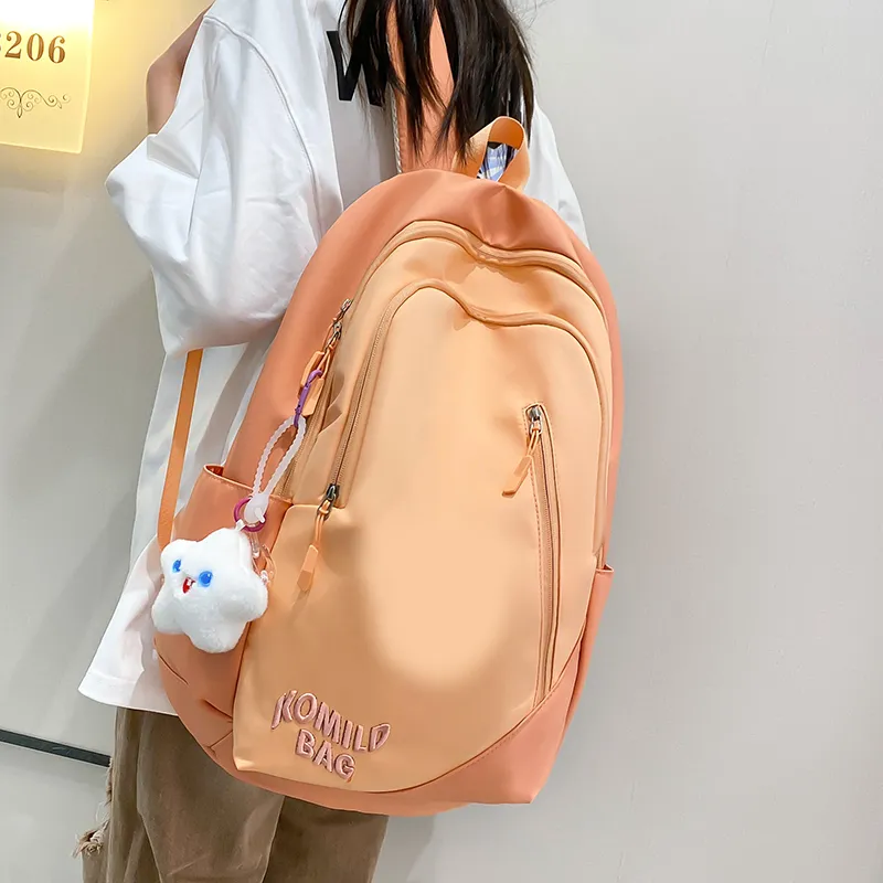 LUVISTRUE Nylon Backpack Travel Bag Unisex Light Gray/Black/Burgundy/Khaki/Dark Blue/Pink-25