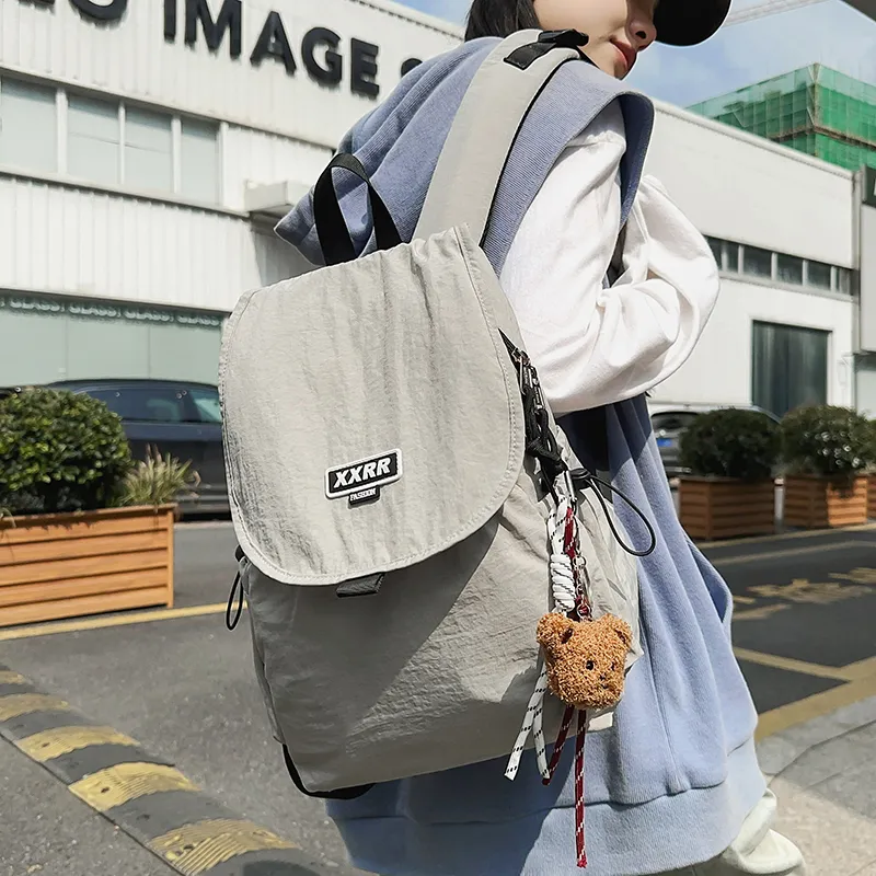 LUVISTRUE Nylon Backpack Regular Unisex Black/White/Gray/Khaki/Blue-7