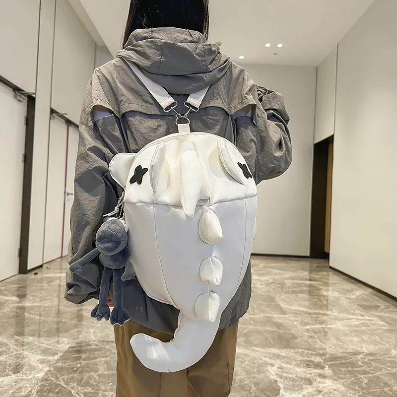 LUVISTRUE Nylon Backpack Unisex White/Gray/Black-12