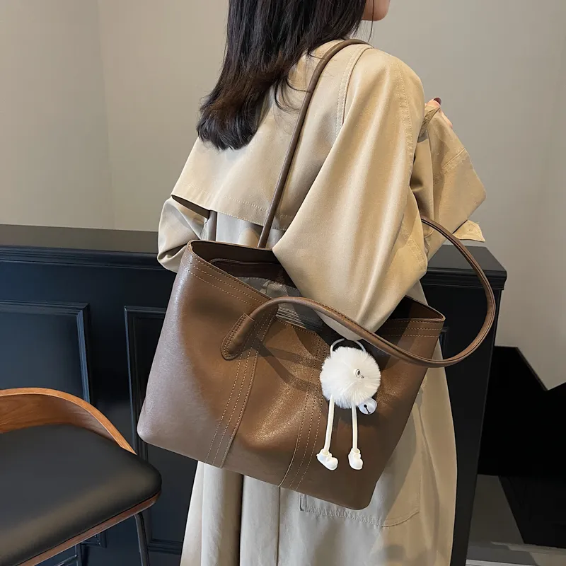 LUVISTRUE PU Tote Bag, Shopping Bag, Handbag, Shoulder Bag Regular Women's Khaki/Black/Coffee/Ecru-4