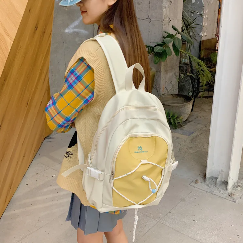 LUVISTRUE Nylon Fabric Backpack Regular Women's Green/Yellow/Brown-6
