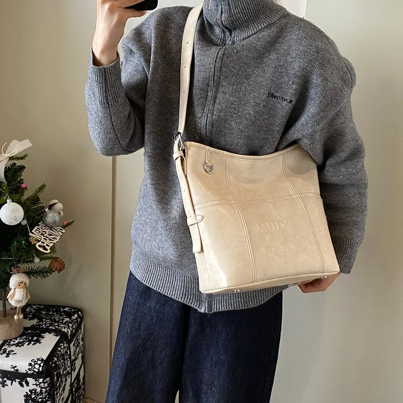 LUVISTRUE Pu Shoulder Bag Tote Crossbody Bag Medium Size Women's Coffee/White Red/Black-8