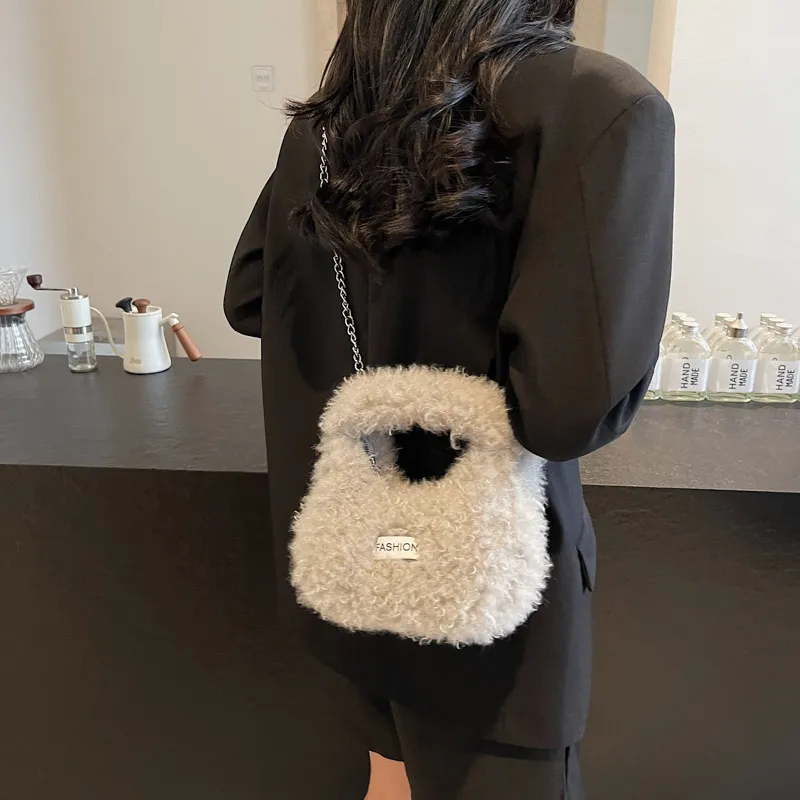 LUVISTRUE Plush One Shoulder Handbags Regular Women's Ecru/Gray/Pink/Khaki-9