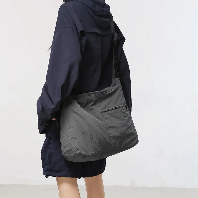 LUVISTRUE Nylon Cycling Hobo Bag, Messenger Bag, Shoulder Bag, Crossbody Bag Men's Black/Gray/Ecru-2