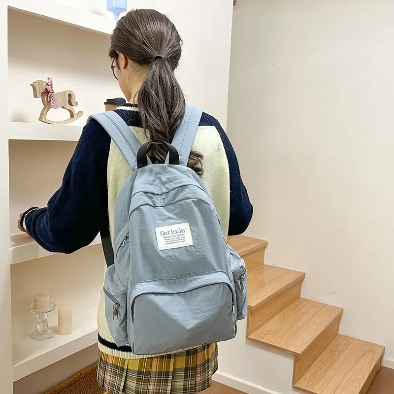 LUVISTRUE Nylon Backpack Unisex Ecru/Black/Pink/Blue-17
