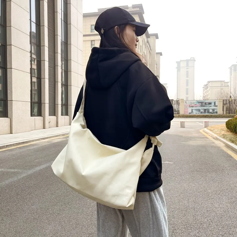 LUVISTRUE Nylon Shoulder Bag Small Size Unisex Black/White-1