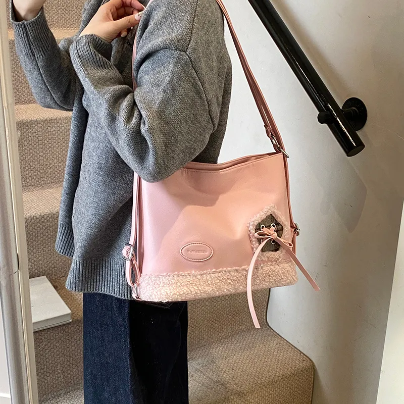 LUVISTRUE PU Student Tote Crossbody Bag Backpack Women's Brown/Pink/Black-11