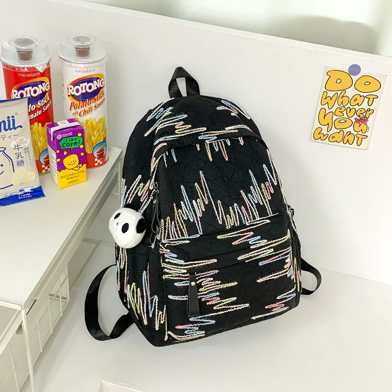 LUVISTRUE Composite Cloth Backpack Women's White/Black/Pink/Yellow-9