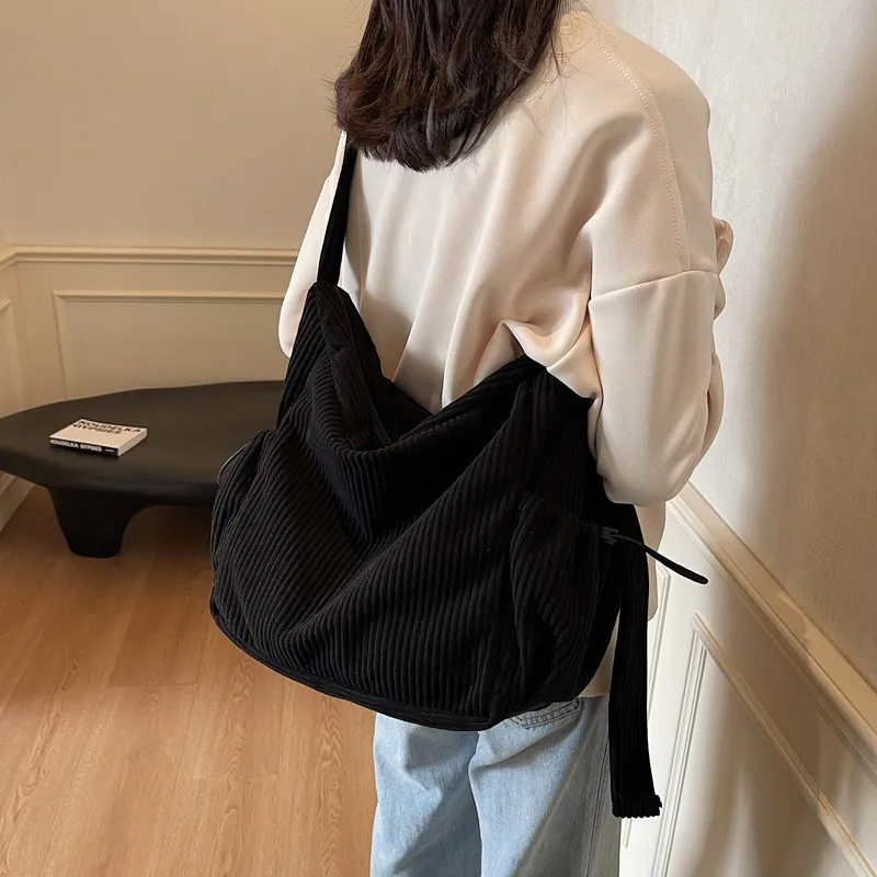LUVISTRUE Strips Large Capacity Shoulder Bag Crossbody Bag Regular Women's Black/Green Brown/Ecru-20