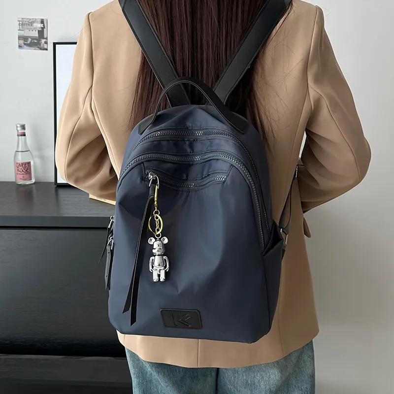 LUVISTRUE Nylon Backpacks Regular Unisex Ecru/Black Gray/Khaki-12