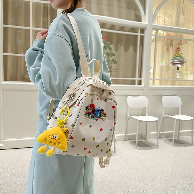 LUVISTRUE Nylon Backpack Regular Women's White/Yellow/Blue-2