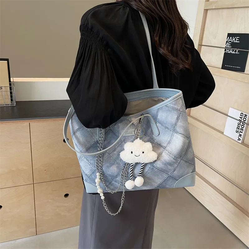 LUVISTRUE PU Handbag Shoulder Bag Tote Regular Women's Ecru Black/Blue/Pink-17