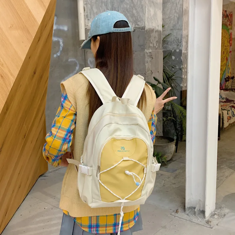 LUVISTRUE Nylon Fabric Backpack Regular Women's Green/Yellow/Brown-9