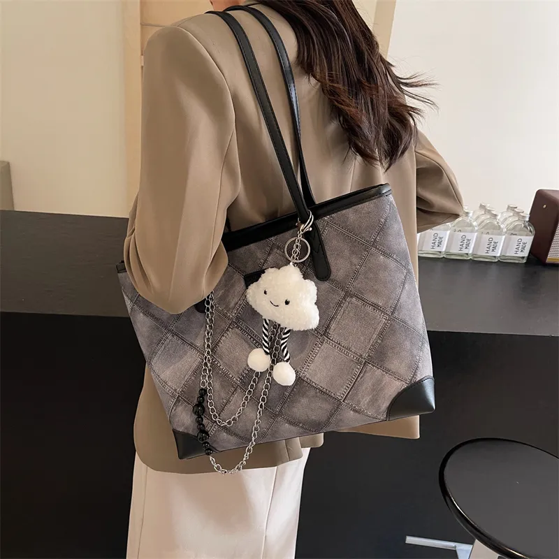 LUVISTRUE PU Handbag Shoulder Bag Tote Regular Women's Ecru Black/Blue/Pink-30