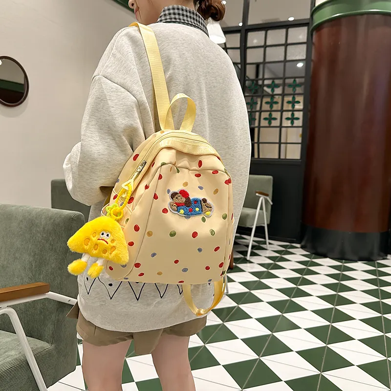 LUVISTRUE Nylon Backpack Regular Women's White/Yellow/Blue-7