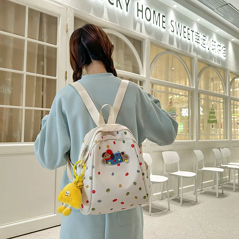 LUVISTRUE Nylon Backpack Regular Women's White/Yellow/Blue-3