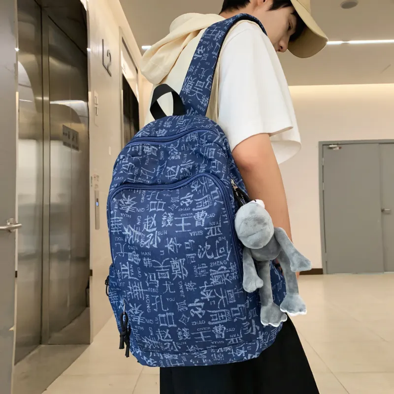 LUVISTRUE Nylon Backpack Laptop Backpack Regular Unisex Light Blue/Dark Blue/Black-1