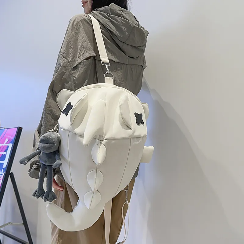 LUVISTRUE Nylon Backpack Unisex White/Gray/Black-11