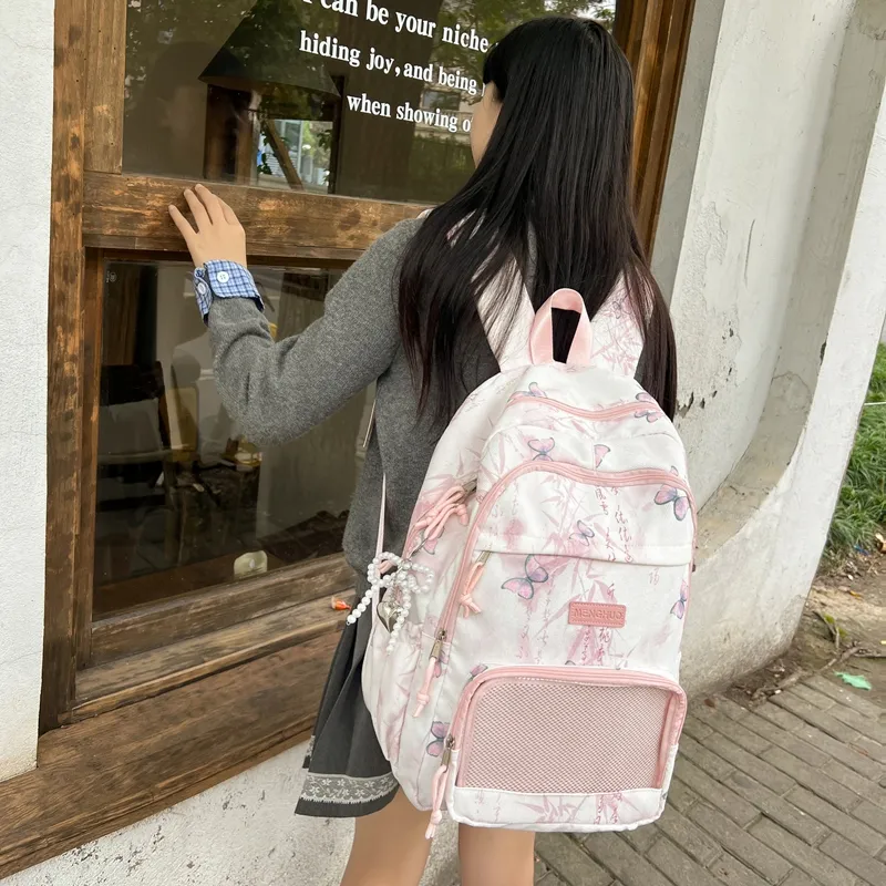 LUVISTRUE Corduroy PVC Blend Backpacks Regular Women's Gray/Green/Khaki/Pink/Yellow/Blue-22