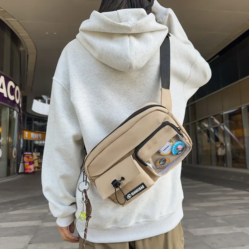 LUVISTRUE Nylon Small Backpack Shoulder Bag Medium Size Unisex Black/White/Gray/Khaki-15